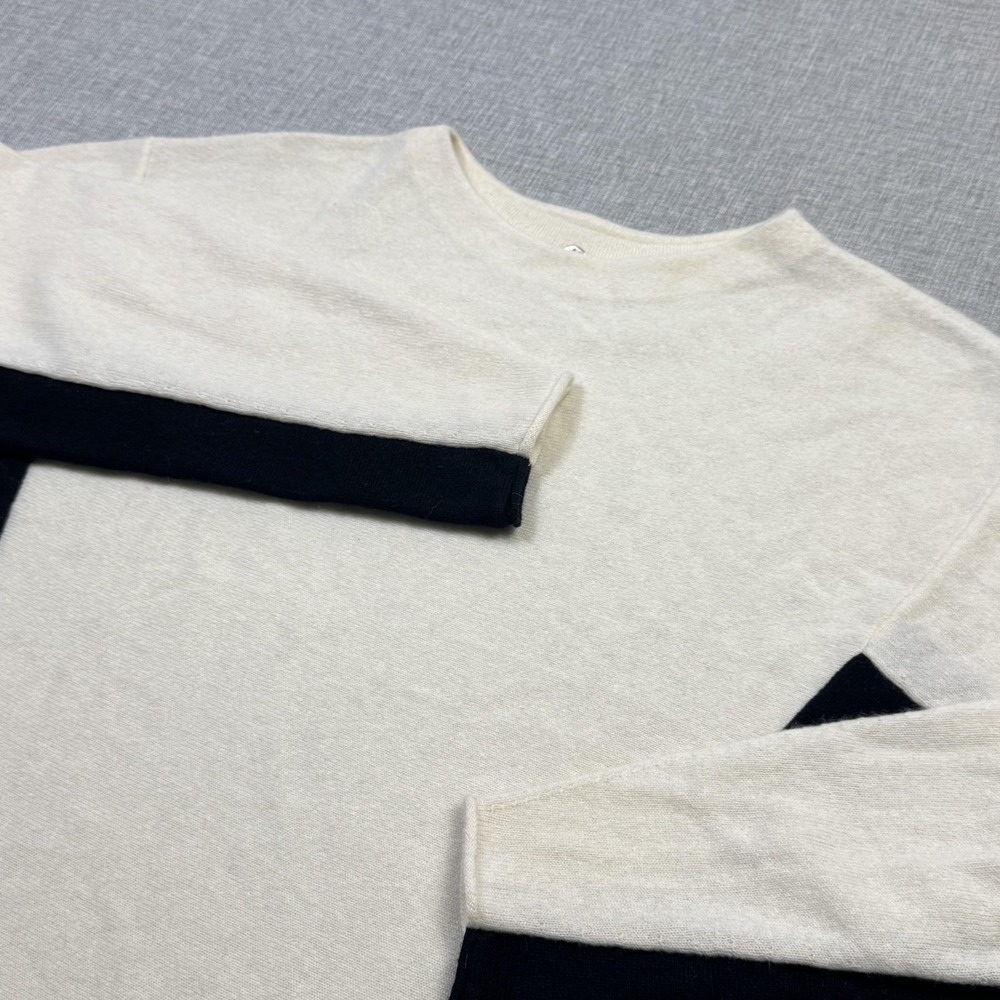 Margaret‎ O'Leary Sweater Pullover Womens XS White 100% Cashmere Striped